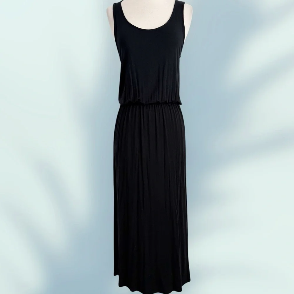 Nordstrom Caslon Black Knit Sleeveless Elastic Waist Maxi Dress M (8/10) - Picture 5 of 12
